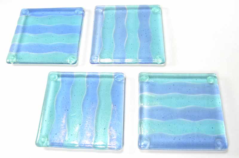 Glass Coasters - Blue Stripes